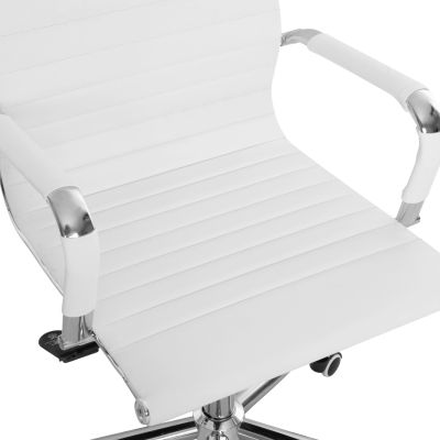 MANAGER'S OFFICE CHAIR BOSS HM1059.32 WHITE PU-CHROMED METAL FRAME AND BASE 53x57x109Hcm.