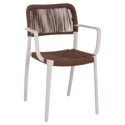 OUTDOOR DINING CHAIR STRIDER HM6391.01 WHITE POLYPROPYLENE--BROWN ROPE 57x53x80Hcm.