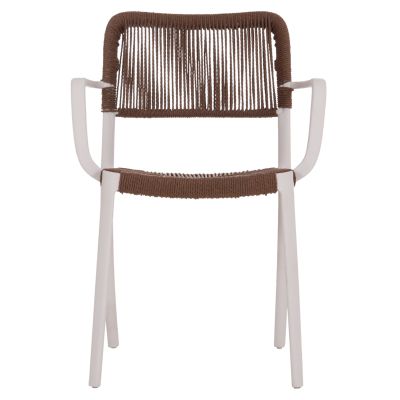 OUTDOOR DINING CHAIR STRIDER HM6391.01 WHITE POLYPROPYLENE--BROWN ROPE 57x53x80Hcm.