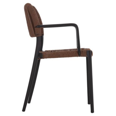 OUTDOOR DINING CHAIR STRIDER HM6391.02 BLACK POLYPROPYLENE--BROWN ROPE 57x53x80Hcm.