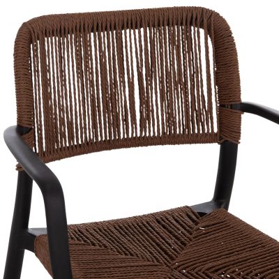 OUTDOOR DINING CHAIR STRIDER HM6391.02 BLACK POLYPROPYLENE--BROWN ROPE 57x53x80Hcm.