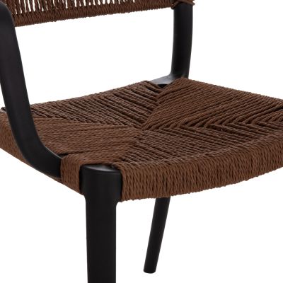 OUTDOOR DINING CHAIR STRIDER HM6391.02 BLACK POLYPROPYLENE--BROWN ROPE 57x53x80Hcm.