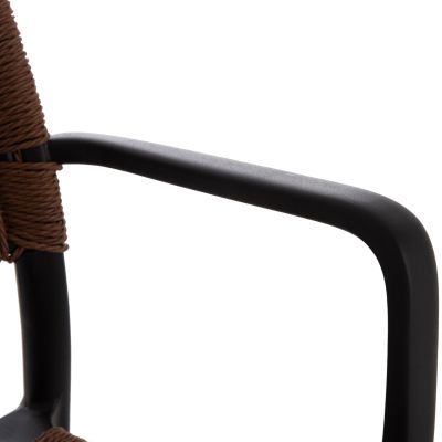 OUTDOOR DINING CHAIR STRIDER HM6391.02 BLACK POLYPROPYLENE--BROWN ROPE 57x53x80Hcm.