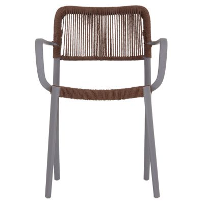 OUTDOOR DINING CHAIR STRIDER HM6391.03 GREY POLYPROPYLENE--BROWN ROPE 57x53x80Hcm.