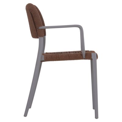 OUTDOOR DINING CHAIR STRIDER HM6391.03 GREY POLYPROPYLENE--BROWN ROPE 57x53x80Hcm.