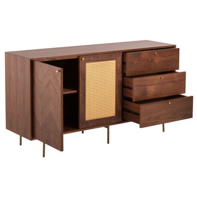 SET 2PCS SIDEBOARD WITH TV STAND MEEN HM21343 MDF WITH WALNUT WOOD VENEER