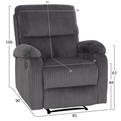 ARMCHAIR RELAX DIONI HM3296.11 GREY CORD FABRIC 85x90x100Hcm.