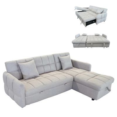 CORNER SOFABED REVERSIBLE NEZU HM3294.02 BEIGE FABRIC 210x140x78Hcm.