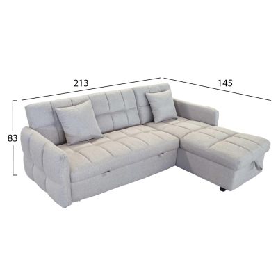 CORNER SOFABED REVERSIBLE NEZU HM3294.02 BEIGE FABRIC 210x140x78Hcm.