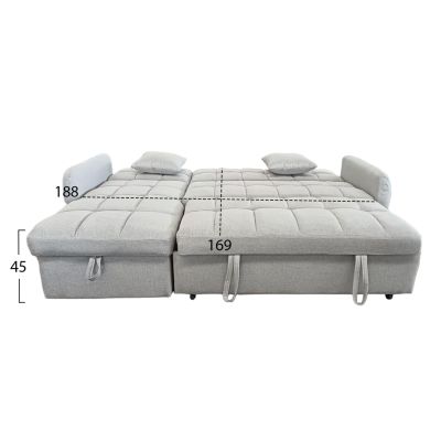 CORNER SOFABED REVERSIBLE NEZU HM3294.02 BEIGE FABRIC 210x140x78Hcm.