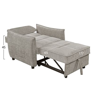 ARMCHAIR-BED ORYN HM3307.03 BEIGE FABRIC 89x85x84Hcm.