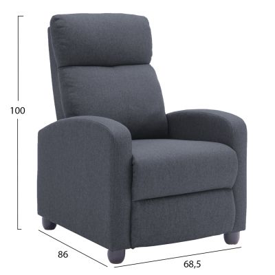 ARMCHAIR WITH PUSH-BACK RELAX MECHANISM DROSEN HM3299.01 GREY FABRIC 68x80x93Hcm.