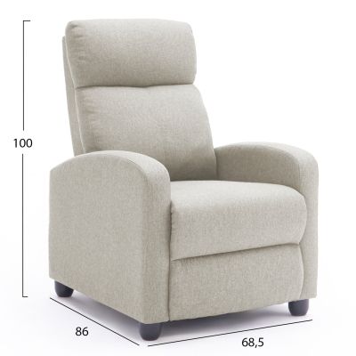 ARMCHAIR WITH PUSH-BACK RELAX MECHANISM DROSEN HM3299.03 BEIGE FABRIC 68x80x93Hcm.