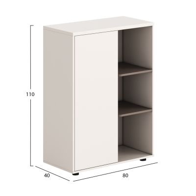 CABINET/BOOKCASE NEWLINE HM18283 MELAMINE IN WHITE & LIGHT BROWN 80x40x110Hcm.