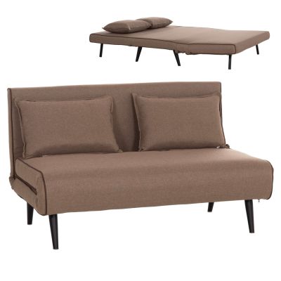 SOFABED FOR 2 PEOPLE ASMA HM3077.07 FABRIC IN DARK BEIGE 143x78x84Hcm.