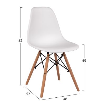 DINING CHAIR 2PCS TWIST HM8460.21 WHITE PP--BEECH WOOD 46x50x82Hcm.