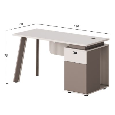 OFFICE DESK RIGHT CABINET NEWLINE HM18273R MELAMINE IN CREAM WHITE-LIGHT BROWN 120x60x75Hcm.