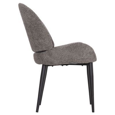 DINING CHAIR SARKY HM8585.11 BOUCLE GREY FABRIC-BLACK METAL LEGS 56x64x88Hcm.
