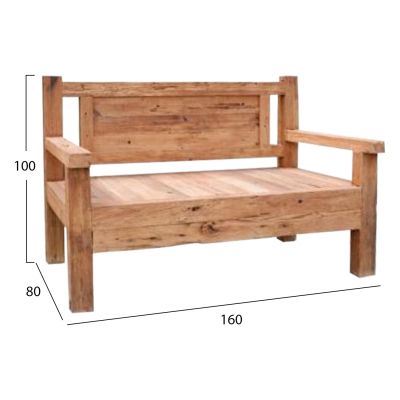 BENCH 3-SEATER THREEWAY HM9454.01 RECYCLED MIX WOOD 159.5x80x100Hcm.