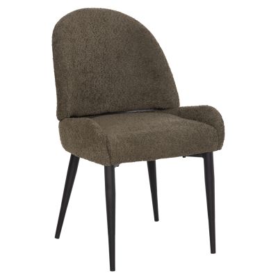 DINING CHAIR SARKY HM8585.13 BOUCLE GREEN FABRIC-BLACK METAL LEGS 56x64x88Hcm.