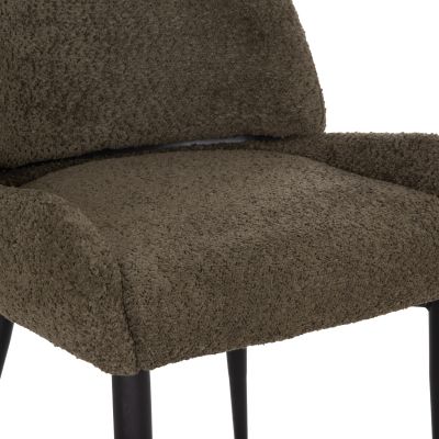 DINING CHAIR SARKY HM8585.13 BOUCLE GREEN FABRIC-BLACK METAL LEGS 56x64x88Hcm.