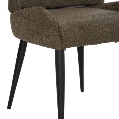 DINING CHAIR SARKY HM8585.13 BOUCLE GREEN FABRIC-BLACK METAL LEGS 56x64x88Hcm.