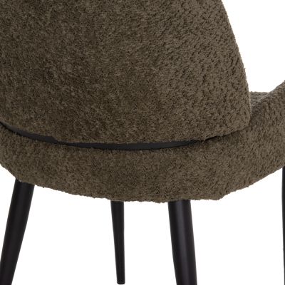 DINING CHAIR SARKY HM8585.13 BOUCLE GREEN FABRIC-BLACK METAL LEGS 56x64x88Hcm.