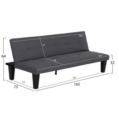 SOFABED 2-SEATER KORO HM3304.01 GREY PU LEATHER 165x75x64Hcm.