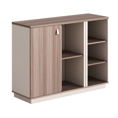 CABINET/BOOKCASE SERIES SUPERON HM2142 MELAMINE IN BEIGE & NATURAL WOOD 120x40x90Hcm