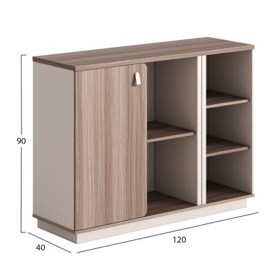CABINET/BOOKCASE SERIES SUPERON HM2142 MELAMINE IN BEIGE & NATURAL WOOD 120x40x90Hcm