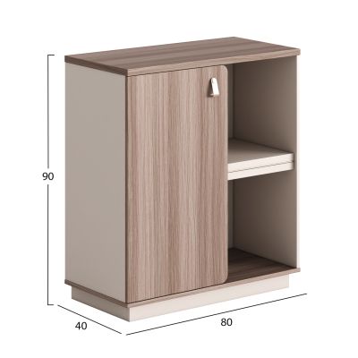 CABINET/BOOKCASE SERIES SUPERON HM2143 MELAMINE IN BEIGE & NATURAL WOOD 80x40x90Hcm
