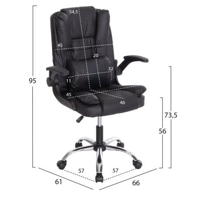 OFFICE CHAIR CANAN HM1201 BLACK PVC--CHROME BASE 66x61x105Hcm.