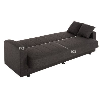 SOFA-BED 3-SEATER DIMOS HM3074.13 DARK GREY FABRIC 220x77x83Hcm.