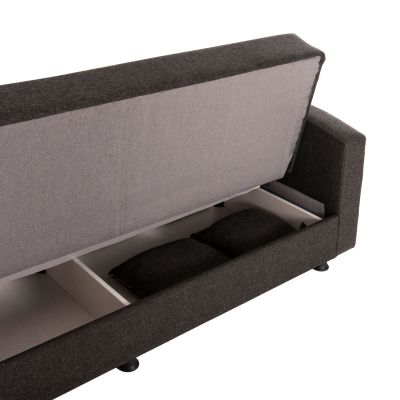 SOFA-BED 3-SEATER DIMOS HM3074.13 DARK GREY FABRIC 220x77x83Hcm.