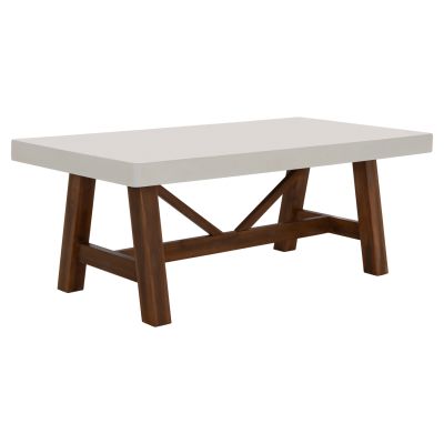 DINING TABLE MAEVE HM6575.02 BEIGE FIBER CEMENT TOP--ACACIA WOOD LEGS 200x100x75Hcm