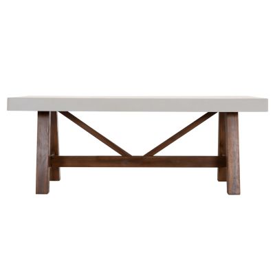 DINING TABLE MAEVE HM6575.02 BEIGE FIBER CEMENT TOP--ACACIA WOOD LEGS 200x100x75Hcm