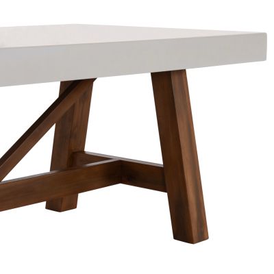 DINING TABLE MAEVE HM6575.02 BEIGE FIBER CEMENT TOP--ACACIA WOOD LEGS 200x100x75Hcm