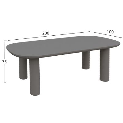 DINING TABLE KIORA HM6597.01 GREY FIBER CEMENT 200x100x75Hcm