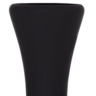 DECORATIVE FLOOR VASE NEBULA HM4660.01L FIBER CEMENT IN BLACK--TEAK WOOD Φ45x172Hcm.