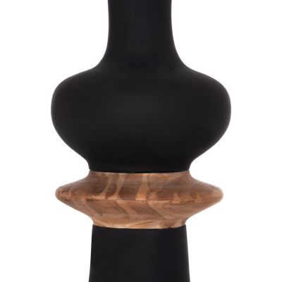 DECORATIVE FLOOR VASE NEBULA HM4660.01L FIBER CEMENT IN BLACK--TEAK WOOD Φ45x172Hcm.