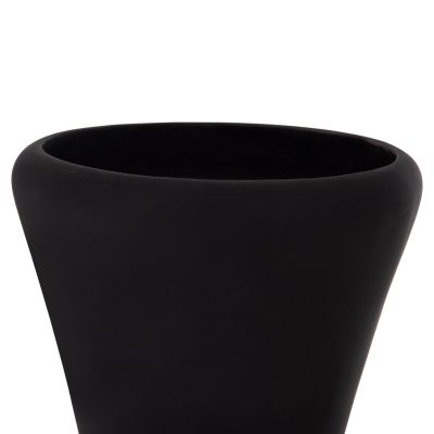 DECORATIVE FLOOR VASE NEBULA HM4660.01L FIBER CEMENT IN BLACK--TEAK WOOD Φ45x172Hcm.