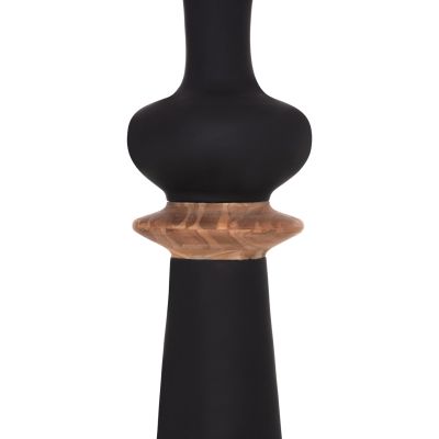 DECORATIVE FLOOR VASE NEBULA HM4660.01L FIBER CEMENT IN BLACK--TEAK WOOD Φ45x172Hcm.