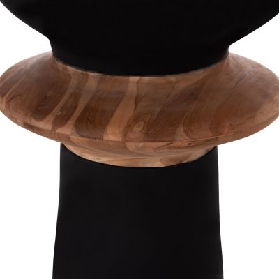 DECORATIVE FLOOR VASE NEBULA HM4660.01L FIBER CEMENT IN BLACK--TEAK WOOD Φ45x172Hcm.