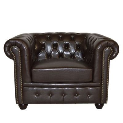 Armchair T.Chesterfield POLINA HM3011.01 PU Dark Brown 110x90x73Hcm