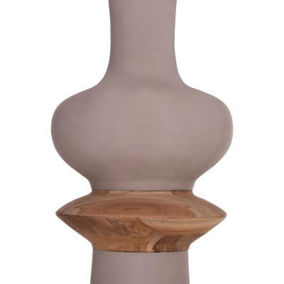 DECORATIVE FLOOR VASE NEBULA HM4660.05L FIBER CEMENT IN TAUPE--TEAK WOOD Φ45x172Hcm.