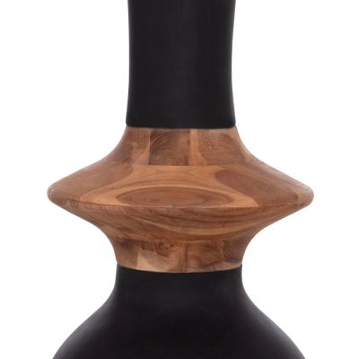 DECORATIVE FLOOR VASE NEBULA HM4660.01M FIBER CEMENT IN BLACK--TEAK WOOD Φ45x148Hcm.