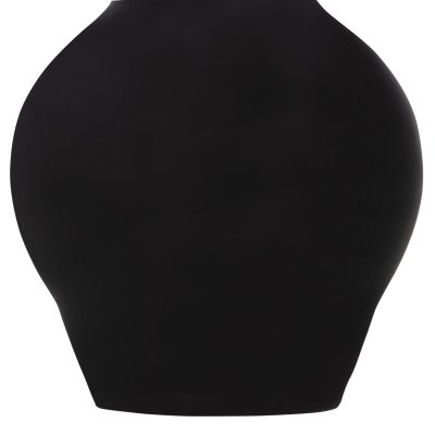 DECORATIVE FLOOR VASE NEBULA HM4660.01M FIBER CEMENT IN BLACK--TEAK WOOD Φ45x148Hcm.