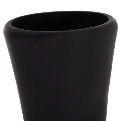 DECORATIVE FLOOR VASE NEBULA HM4660.01M FIBER CEMENT IN BLACK--TEAK WOOD Φ45x148Hcm.