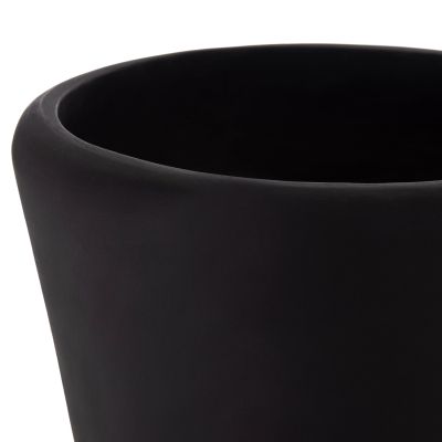 DECORATIVE FLOOR VASE NEBULA HM4660.01M FIBER CEMENT IN BLACK--TEAK WOOD Φ45x148Hcm.