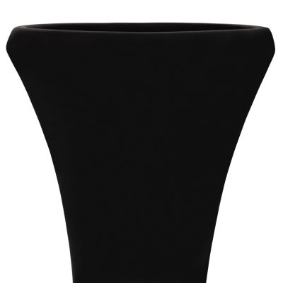 DECORATIVE FLOOR VASE NEBULA HM4660.01S FIBER CEMENT IN BLACK--TEAK WOOD Φ45x115Hcm.